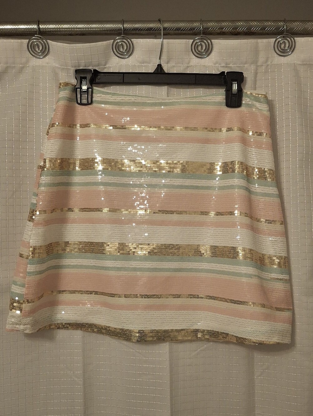 Storia Pastel Sequin Striped Mini Skirt - Pink, Mint & Gold